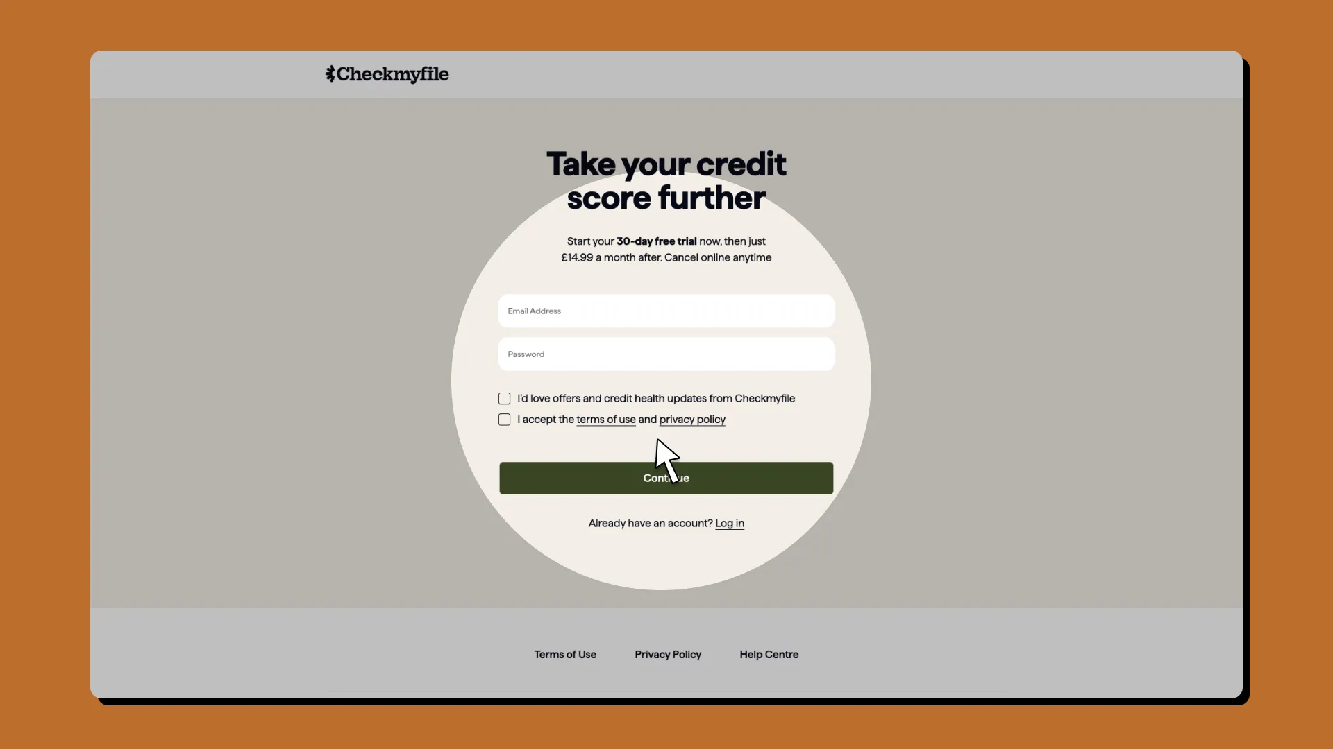 Checkmyfile login page